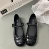 Elegante All-match Estilo francês salto grosso Mary Jane Shoes Mulheres 2024 Verão Nova Fada rasa Chanel estilo redondo Toe Single-layer Shoes