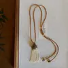 Collar de Cerámica con Borla de Perlas Estilo Étnico, Cadena para Clavícula de Temperamento Retro a la Moda, Joyería de Lujo Ligero y Nicho de Alta Gama para Mujeres