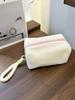 Bolsa de Maquillaje de Peluche Dulce y Femenina de Colores Caramelo de Gran Capacidad, Neceser, Bolsa Pequeña Portátil de Mano para Viaje