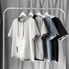 Sudadera con capucha de manga corta para hombre, top de estilo japonés de moda para verano, corte holgado, camiseta de manga media, ropa tipo camiseta
