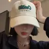Boné de Baseball Bordado Feminino Primavera e Verão Estilo Japonês Rosto Grande Cabeça Grande Boné Pequeno Estilo Coreano Aba Larga Top Macio Chapéu da Moda