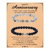 Pulsera de Pareja Transfronteriza Caliente Blanco y Negro Traje Pulsera con Colgante de Mancuerna Blanco Turquesa Negro Mate Pulsera con Cuentas de Turquesa Mancuerna