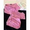 Pijama de Rayas Rosas Estilo Dulce Coreano Simple para Mujer Primavera y Verano Mangas Cortas Pantalones Cortos Conjunto Adelgazante para el Hogar
