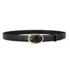 Cinto Feminino de Couro Genuíno Tendência Estilo Coreano Versátil Fino para Mulheres Elegante Cinto Preto para Calças em Estoque