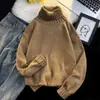 Suéter preto de gola alta estilo coreano para homens, tendência estilo ins Hong Kong, tamanho grande para casais, de malha fina para base de inverno, com caimento solto