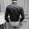 Camisa masculina de manga comprida, nova, da moda, cor sólida, casual, para jovens, negócios, listrada, combinando com cores, slim fit, camisa masculina para homens