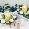 2/6 Piezas Corona Portavelas de Rosa Artificial Decoración de Escena de Boda Decoración de Banquete Decoración del Hogar Transfronterizo