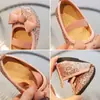 Sapatilhas Baixas de Lantejoulas para Meninas Primavera e Outono, Sapatos de Princesa Respiráveis com Laço para Meninas Pequenas, Mocassins Macios para Estudantes
