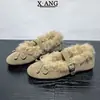 Zapatos de Piel Genuina con Piel de Cordero y Terciopelo Cálido para Mujer tipo Birkenstock de Algodón 2026 Otoño/Invierno Nuevos Zapatos Mary Jane Mocasines