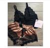 Pijama de Tirantes de Seda Sintética Europea y Americana Estilo Princesa, Conjunto Sexy y Extremadamente Tentador de Dos Piezas de Lencería, Bata, Ropa de Casa 8008