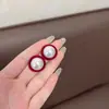 Pendientes de Botón Redondos Geométricos de Perlas Aterciopeladas con Fragancia Suave Estilo Francés Sencillos de Moda Calientes de Celebridades de Internet Versátiles