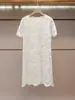 Vestido de Verano de Manga Corta con Encaje y Ganchillo para Mujer, Nuevo Estilo Socialité Francesa, Adelgazante, Ropa Fina para Mujer, Shenzhen Nanyou