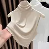 Procesamiento PersonalizadoCuello ApiladoCuello FalsoChaleco de Punto sin Mangas Top de Capa Base para Mujer Fuente OEM/ODM