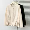 100 kg Nuevo estilo de principios de otoño para damas de talla grande, cárdigan de punto fruncido simple y elegante, top elegante de talla grande 0845