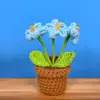 Nuevo producto transfronterizo: Flores de Hilo Tejidas a Mano, Planta en Maceta Nomeolvides, Decoración de Regalo, Planta en Maceta de Flor Artificial de Ganchillo de Hilo