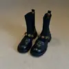 Botines Elásticos Chuyuji de Suela Gruesa con Hebilla Metálica, Botas Tejidas Ajustadas Estilo Retro Universitario para Mujer, Botines Tipo Mocasín Versátiles