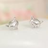 Pendientes de zorro lindo de plata de ley 925 moda plata al por mayor en stock versión coreana