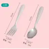 Acero Inoxidable 304 Cuchara y Tenedor Lisos para Niños Hogar Bebé Infantil Mango Corto Cuchara Tenedor de Postre Juego de Cubiertos