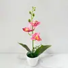 Celebridade da Internet 3 Orquídeas Cymbidium Artificiais em Vasos para Decoração de Casamento Vasos de Flores de Plástico Decorações de Bonsai de Flores Artificiais para Desktop Interno