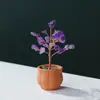 Árbol de la Fortuna de Cristal Natural al por Mayor Maceta de Cerámica Set de Árbol de Cristal Caja de Adornos Mini Árbol de la Fortuna de Citrino Adornos Decorativos