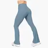Sensação de pele zero Micro-flare Bolso Lateral Outdoor Secagem Rápida Calça Esportiva Feminina Reta Cintura Alta Levanta Bumbum Emagrecimento Elástico Casual