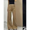 Calça Jeans Americana Reta de Perna Larga Nova Estilo Outono/Inverno 2025 para Mulheres, Cintura Média Solta Comprimento Total