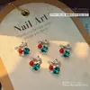 Nova Guirlanda de Pérolas de Natal Laço Acessórios para Nail Art Inverno Romântico Liga de Flor Broca de Unha Acabada com Diamante