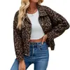 Europa y Estados Unidos transfronterizo AliExpress 2024 nuevo primavera y otoño Abrigo de mezclilla estampado de leopardo manga larga corto holgado casual