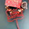 Decoração de bolo para assar no Natal série Vermelho Dourado Platina cartão de bolo acrílico feliz natal