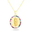 Pingente de Colar com Zircônia Micro-Incustada de Cobre e Diamantes Coloridos, Colar Pingente Maria, Design Oco Vintage Transfronteiriço Colar da Moda