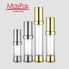 Frasco a Vácuo Meipai 10ml15ml30ml Dourado Galvanizado Sub Frasco Plástico Cosmético AS Frasco para Loção