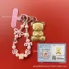Llavero de Oso Fresa de Dibujos Animados de Oro Puro 999 Colgante de Bolso Dorado Colgante Lindo Regalo para Amigos Douyin Venta al por Mayor