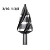 Broca Escalonada de Acero de Alta Velocidad de Cuatro Canales Transfronteriza Imperial de 3 Piezas con Vástago Hexagonal Juego de 5 Piezas Broca Escalonada en Blanco y Negro Broca Escariadora