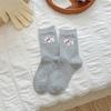 Calcetines de Perrito de Dibujos Animados para Mujer 2025 Otoño Nuevos Lindos Calcetines de Media Pantorrilla West Highland con Estampado de Cáñamo Calcetines de Felpa para Mujer Grises