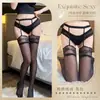 Meias Sexy, Suspensórios Inteiriços, Meias Pretas, Pura Luxúria Sexy, Renda Apaixonada, Renda Quente de Cor Contrastante, Meias Vermelhas, Meias Sexy