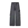 Magic Bear 2026 Calças de Trabalho Vintage Lavadas Retro Americanas Novas Corte Reto Solto Bolso Grande Perna Larga Casuais