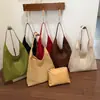Bolsa Tote Grande de Cor Sólida Mãe e Filha para Mulheres, Nova Bolsa Tecida Vazada 2026, Bolsa de Ombro de Cor Sólida para o Dia a Dia