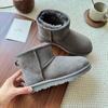 Botas de Nieve Henan Sanpo para Mujer, Botas de Nieve Cortas Integradas de Cuero y Piel, Zapatos Cálidos de Algodón con Suela Plana y Forro de Lana para Hombre en Invierno