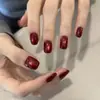 Unhas Usáveis Totalmente Feitas à Mão para Outono e Inverno, Natal, Dia de Ano Novo, Design de Gato Olho Vermelho de Ano Novo, Transparentes e Iluminadoras, Arte de Unhas Versátil e Elegante
