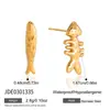 Pendientes de Pescado de Acero Inoxidable Jieding, Pendientes de Lujo Ligero y de Alta Gama Estilo Resort, Joyería de Acero de Titanio Chapado en Oro de 18K que No se Desvanece