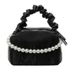 Bolso Cuadrado Pequeño Plegado Estilo Coreano de Mano para Mujer 2024 Nuevo Moda Bolso de Hombro con Perlas Elegante Versátil Bolso Cruzado de Cadena