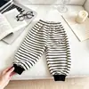 Pantalones para Niños Niños Bebé 2026 Nuevo Estilo Pantalones para Niños Suaves Cómodos Pantalones Rayados Lindo Perro de Dibujos Animados Pantalones Casuales Modernos