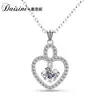 Pingente de Prata Esterlina S925 Moda Design de Colar em Formato de Coração Diamante Redondo Moissanita Cor D Versátil Presente