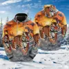 Moletom com Capuz Casual Masculino Novo com Estampa de Tigre, Impressão 3D, Venda Direta da Fábrica, Fornecimento para Exportação