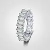 Anillo rectangular de plata S925 con circonita para mujer, chapado en oro, anillo completo de imitación de diamante, anillo de cola personalizado de moda