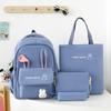 Mochila escolar para alunos do ensino fundamental fofa grande capacidade redutora de peso proteção da coluna mochila orelhas de coelho casual para meninas bolsa de quatro peças