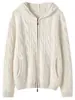 Suéter Cardigan de Malha Cashmere para Mulheres, Novo Modelo 2026, Luxo Leve Aconchegante Malha Trançada com Zíper Moletom Casaco
