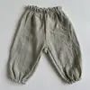 Calça Infantil Estilo Coreano Verão Algodão Fino Calça Longa Calça Lanterna em Formato de Coração Bebê Floral Casual Tendência Calça Anti-Mosquito