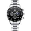 Fornecimento Direto da Fábrica Grande Venda Falso Três Olhos Masculino Escala de Diamante Romana Calendário de Negócios Pulseira de Aço Relógio Masculino de Quartzo