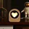 Luz de noche de cristal luminoso con tallado interior 3D personalizado, artesanía, decoración de base de madera, regalo, decoración de escritorio creativa, personalización